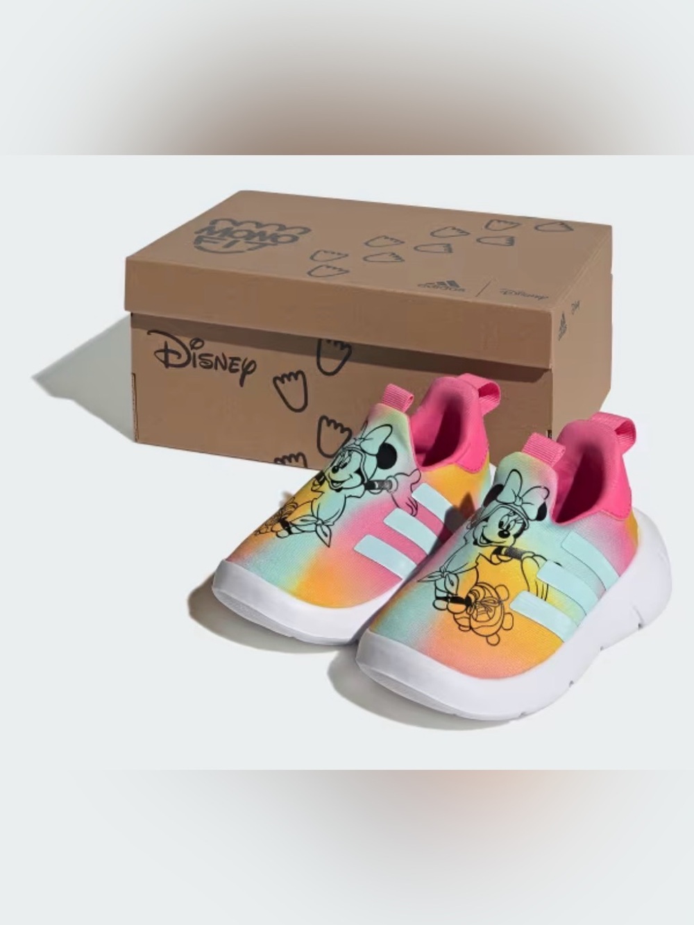 Adidas Monofit X Disney Kids Shoes Minnie Mouse Rainbow Slip-On Sneakers 9